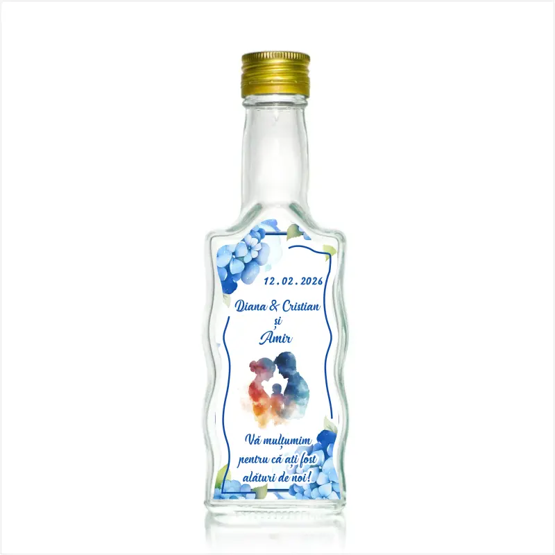 Sticla decorata nunta, 200 ml, model stof 2 006